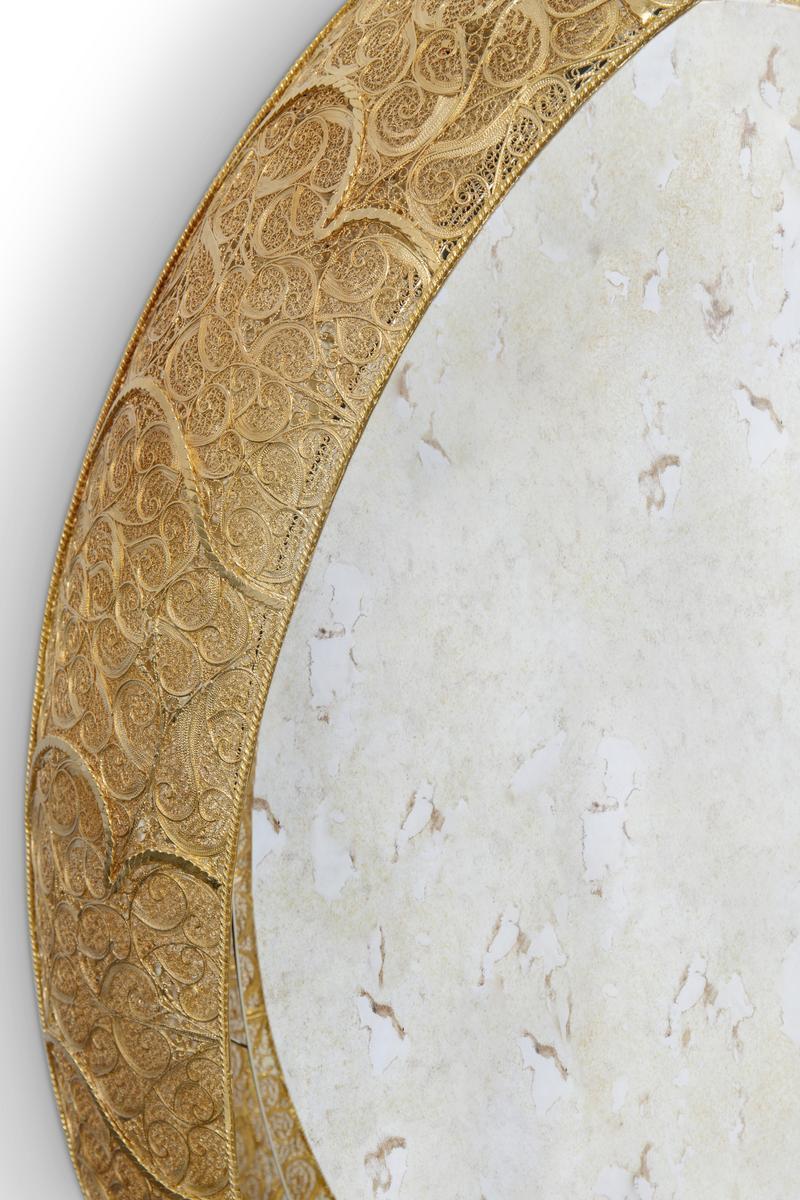 Round framed wall-mounted brass mirror | Ring Filigree Ii by Boca Do Lobo