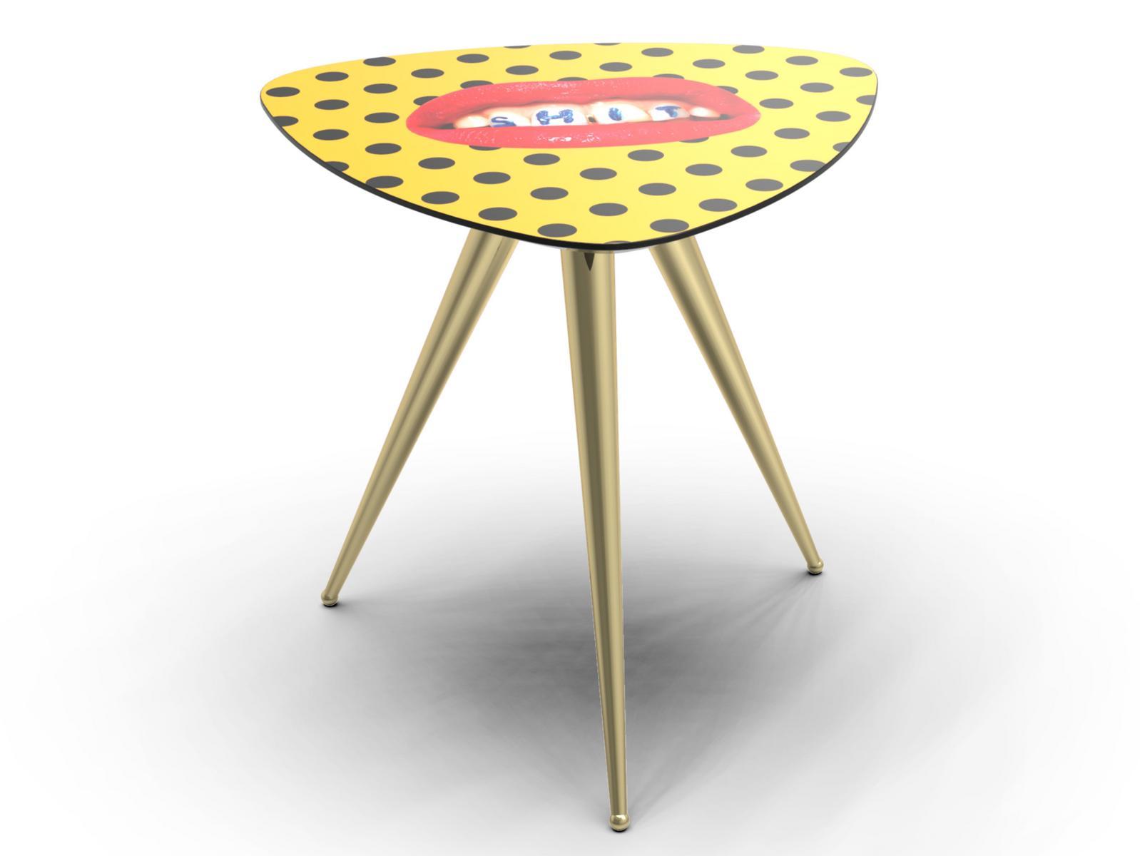 Triangular coffee table with MDF top and metal legs | Shit by Seletti