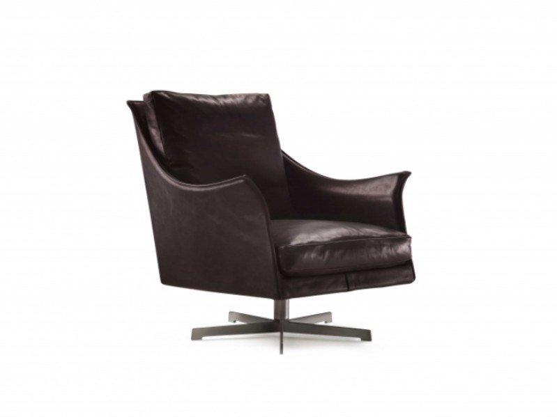 Swivel armchair with 5-spoke base with armrests | Boss by Flexform