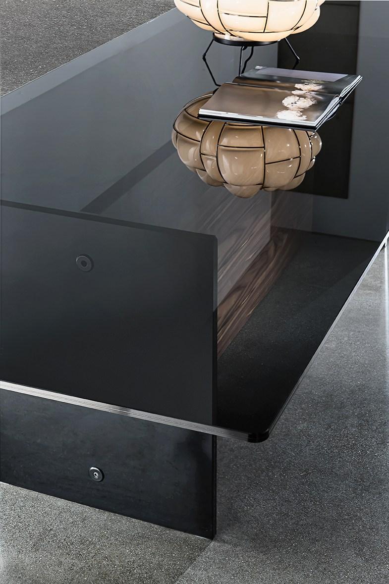 Rectangular wood and glass table | Regolo Double Base by Sovet