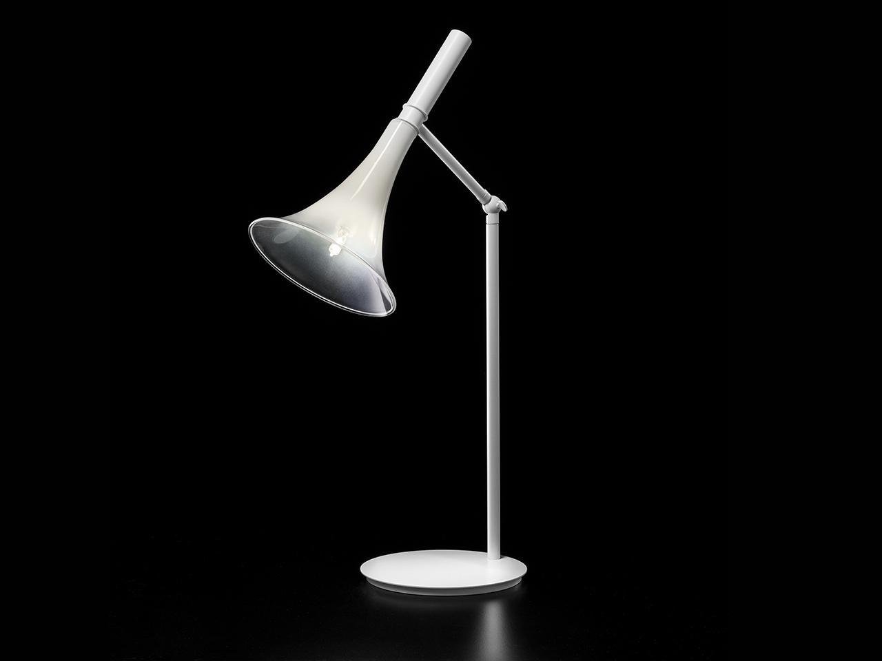 LED with swing arm blown glass table lamp | Baffo 7026/lg by Italamp