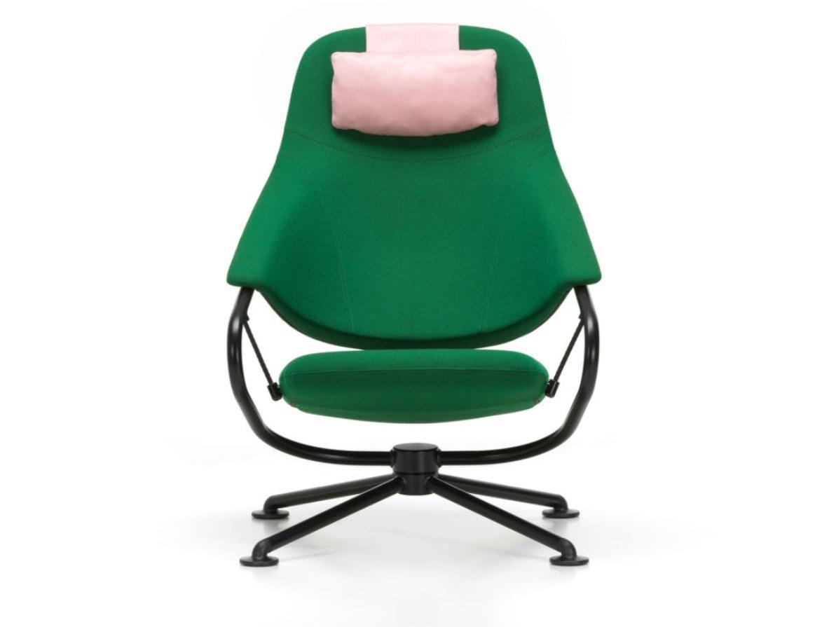 Swivel fabric armchair with 4-spoke base with headrest | Citizen Highback by Vitra