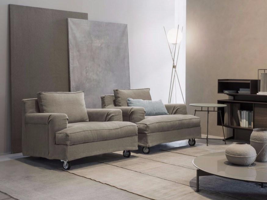 Fabric armchair with castors | Aberdeen by Lema