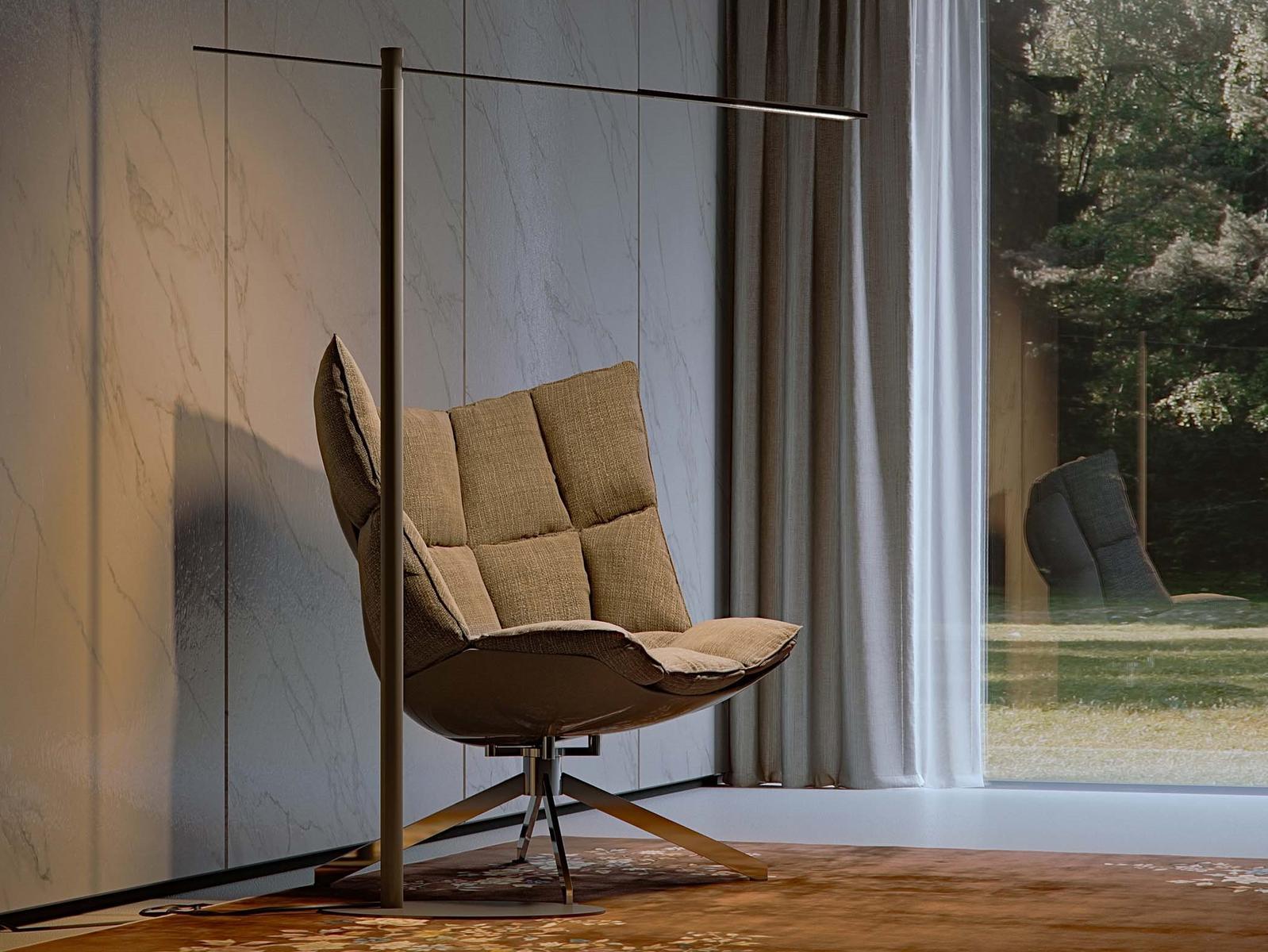 LED adjustable carbon floor lamp | Flamingo by Olev