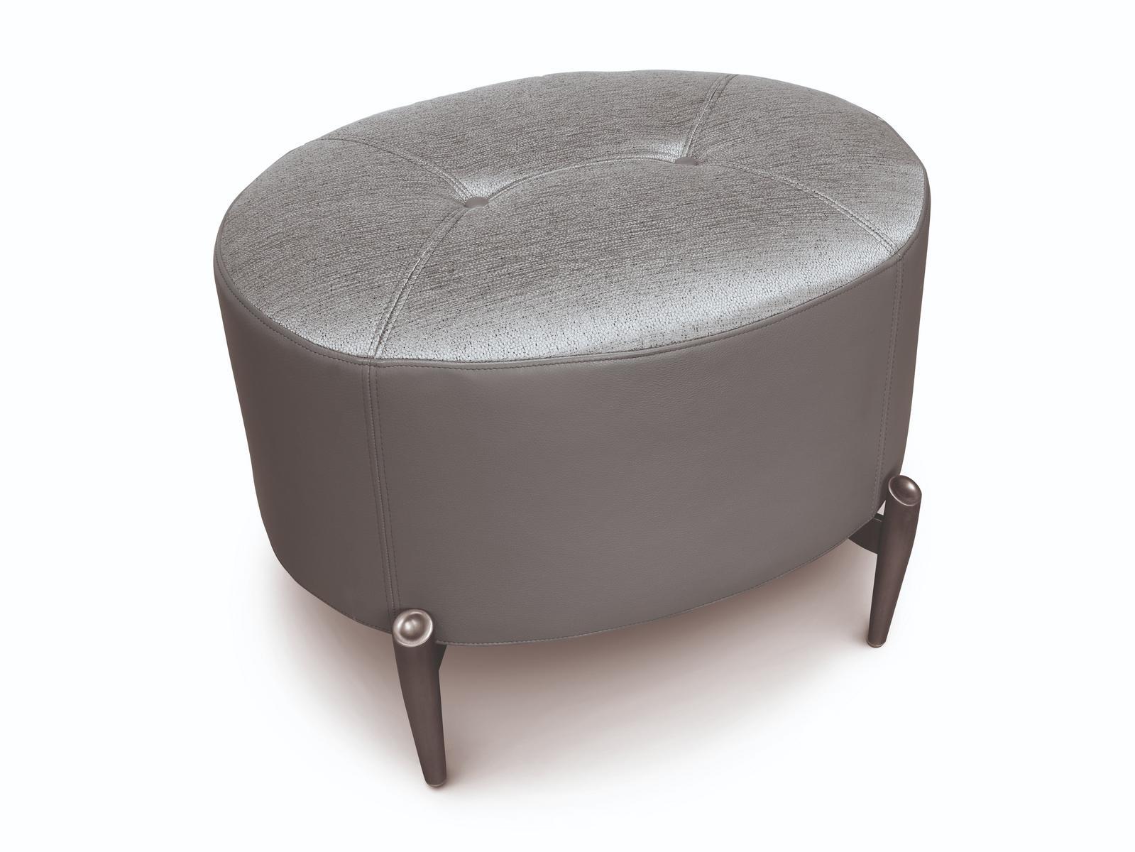 Tufted upholstered oval leather pouf | Afrodite by Ezio Bellotti