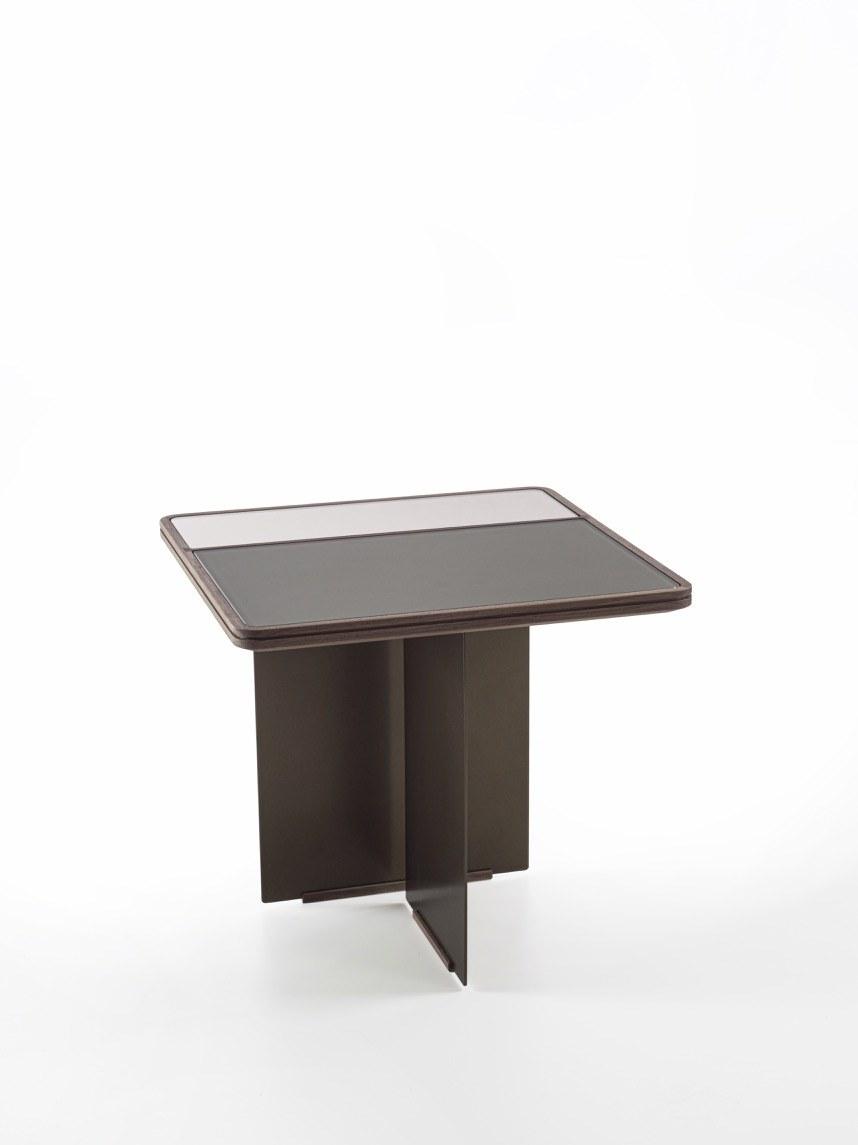 Square wood and glass coffee table | Mies by Frigerio