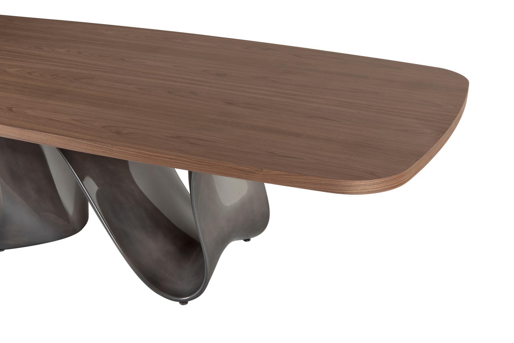 Rectangular walnut table with Baydur® base | Wave by Tonin Casa