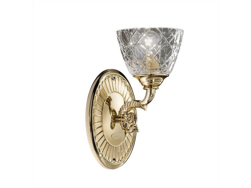 Gold plated wall light with crystal | Leonardo 1893/a1-c by Possoni Illuminazione