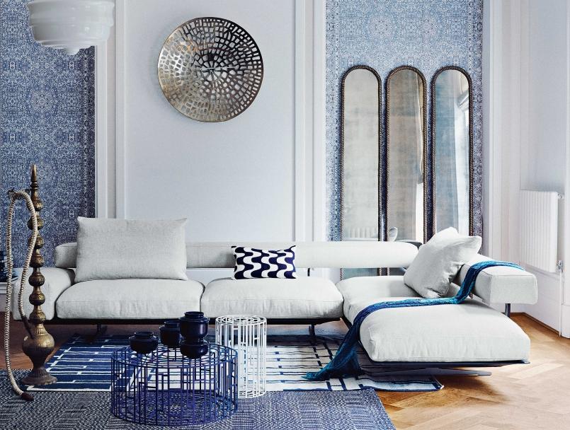 Sectional fabric sofa with removable cover | Wing by Flexform