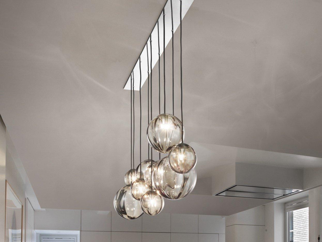 Direct light blown glass pendant lamp | Puppet Sp L by Vistosi