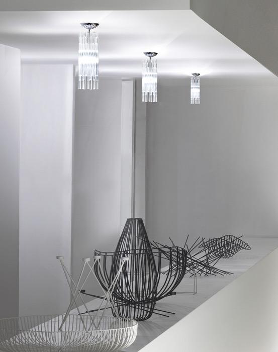 Direct light halogen blown glass ceiling lamp | Diadema Fa by Vistosi