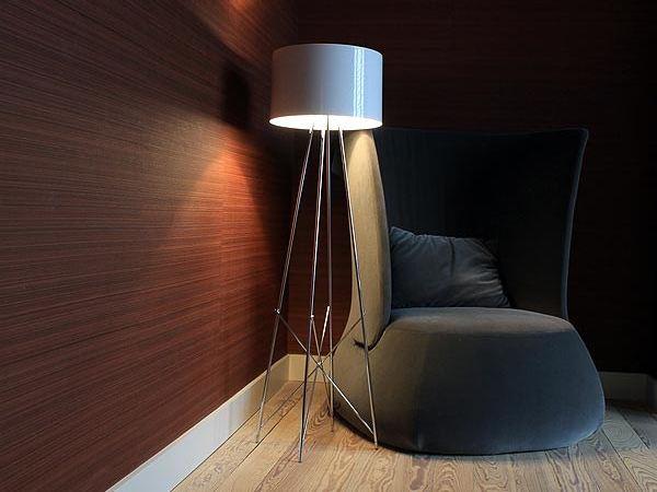 Chrome plated floor lamp | Ray F by Flos
