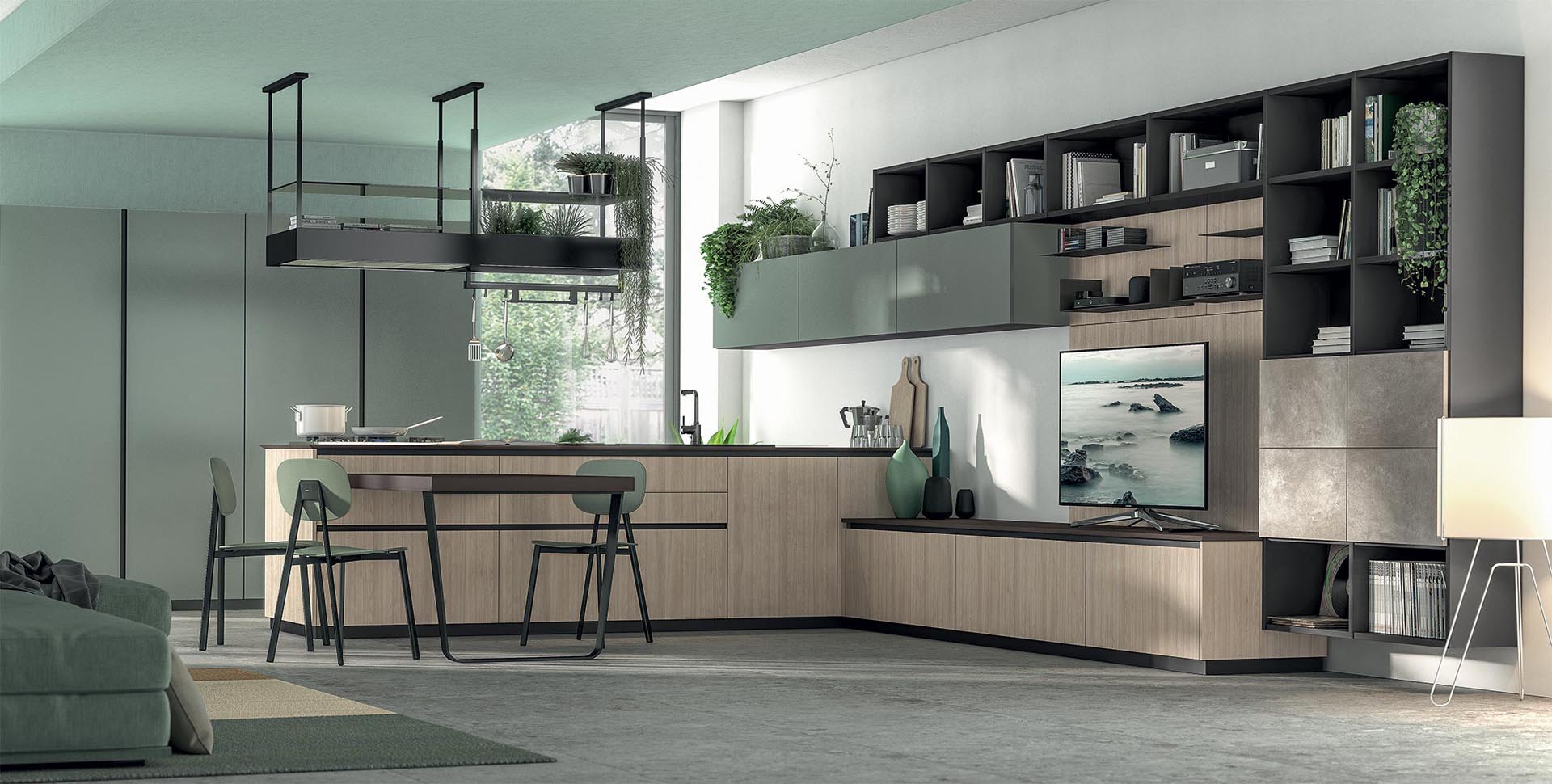 Uv lacquered kitchen with handles Lube Cucine Immagina plus