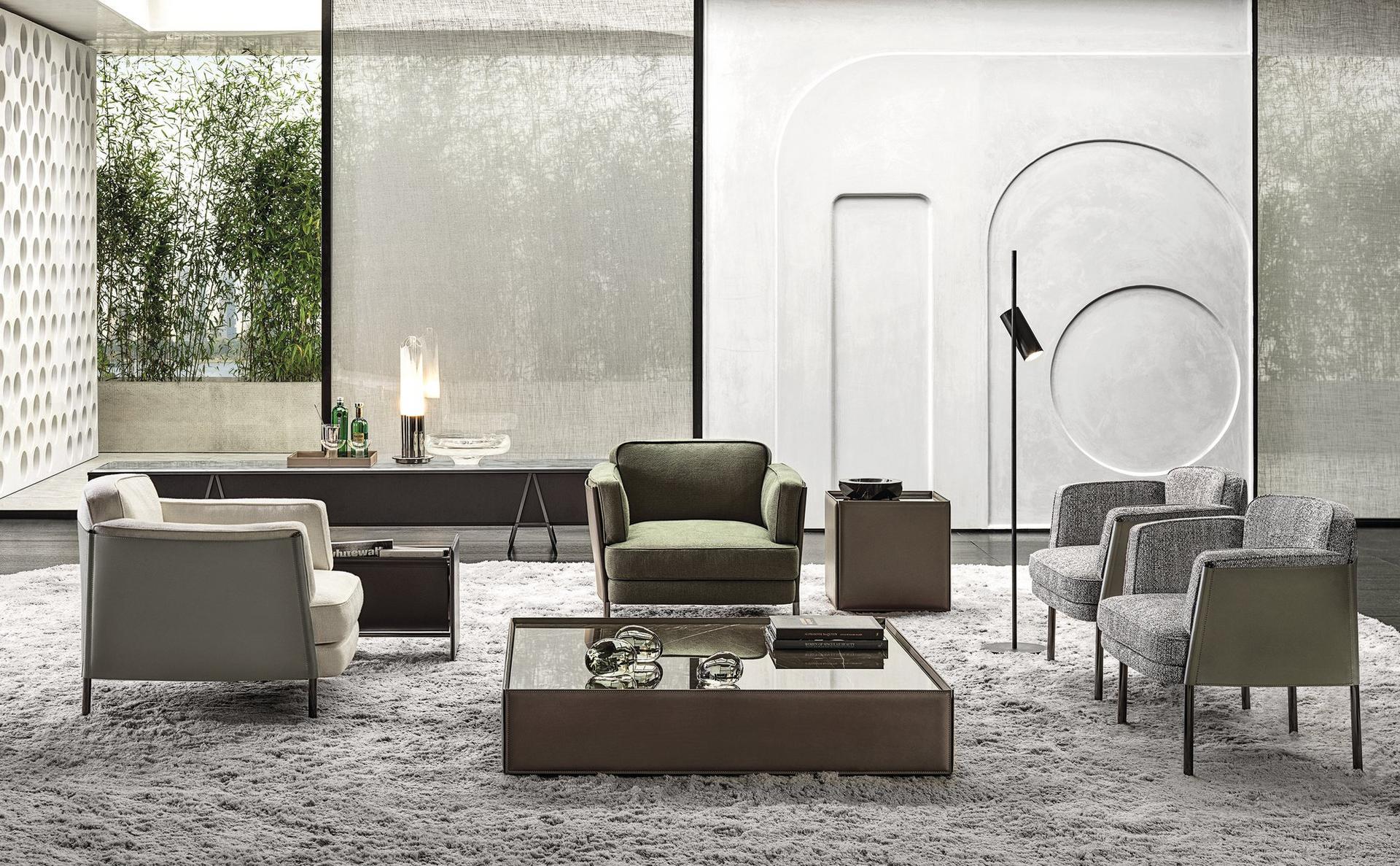 Fabric armchair with armrests | Shelley by Minotti