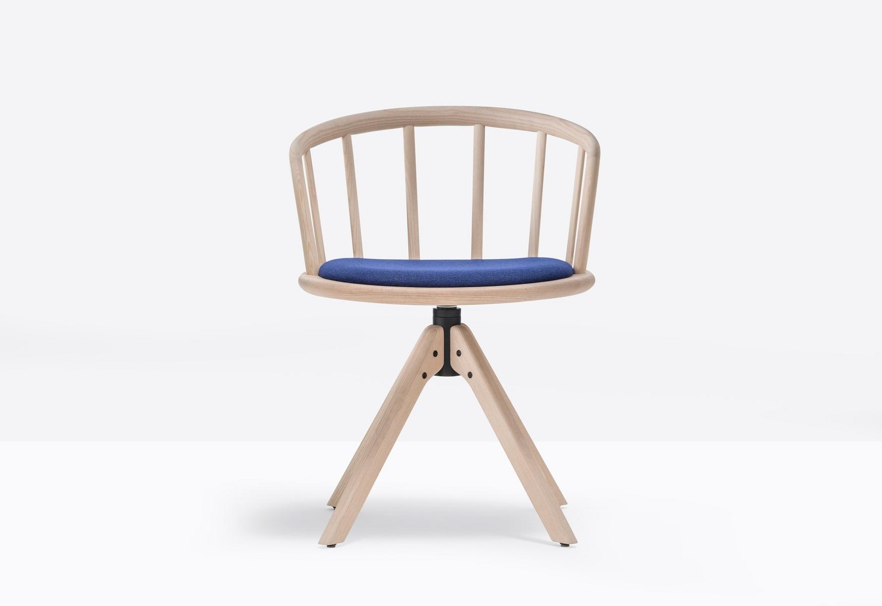 Swivel trestle-based ash chair with armrests | Nym 2846 by Pedrali