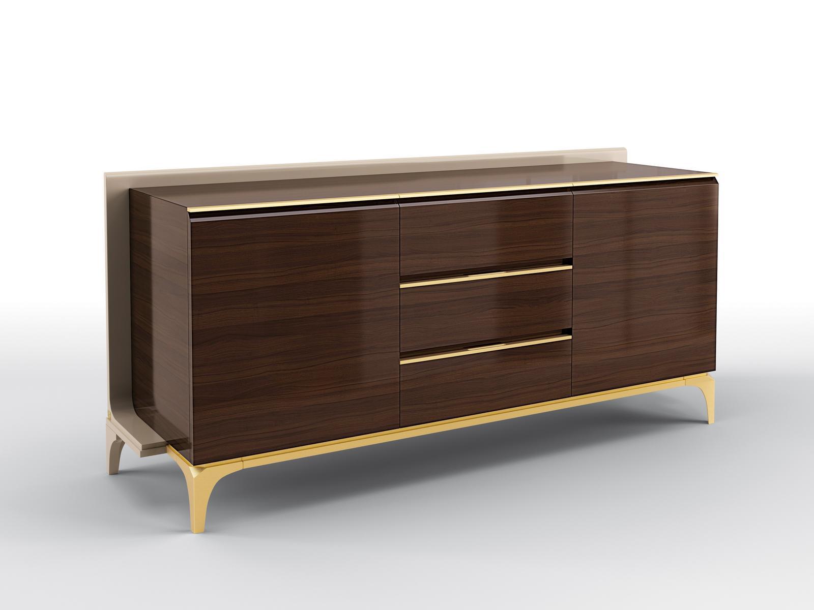 Wenge sideboard with doors with drawers | Deanna by Bruno Zampa