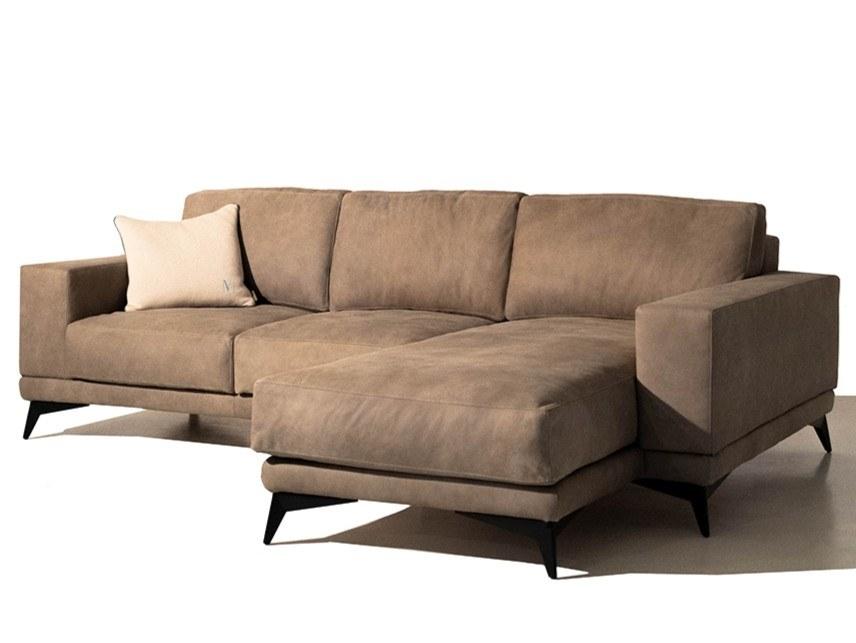 Sectional leather sofa with chaise longue | Tesla by Mantellassi 1926