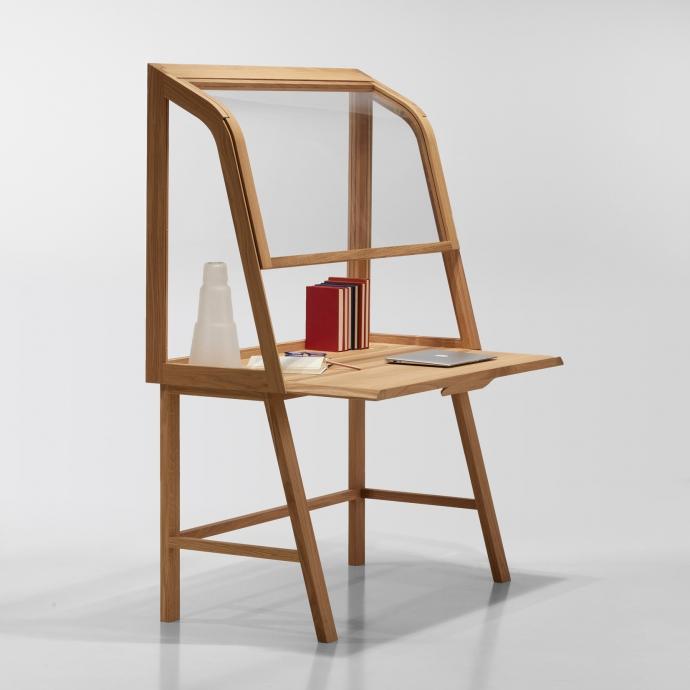 Wooden secretary desk with flap doors | Secretello by Molteni