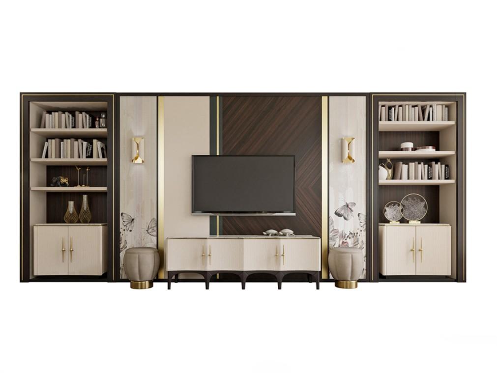 Custom wooden TV wall system | Pr.860.1 by Stella del Mobile