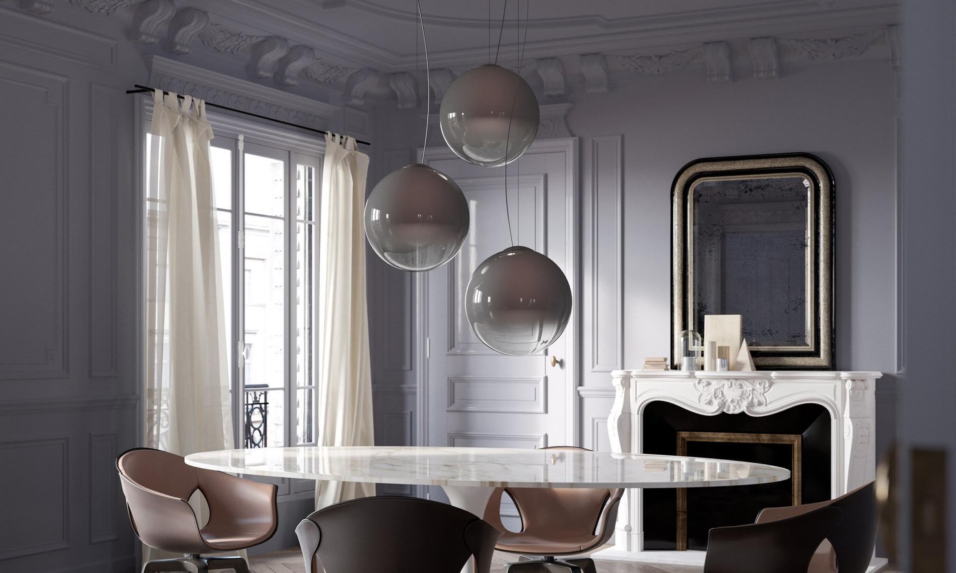 LED handmade blown glass pendant lamp | Smoke by Panzeri