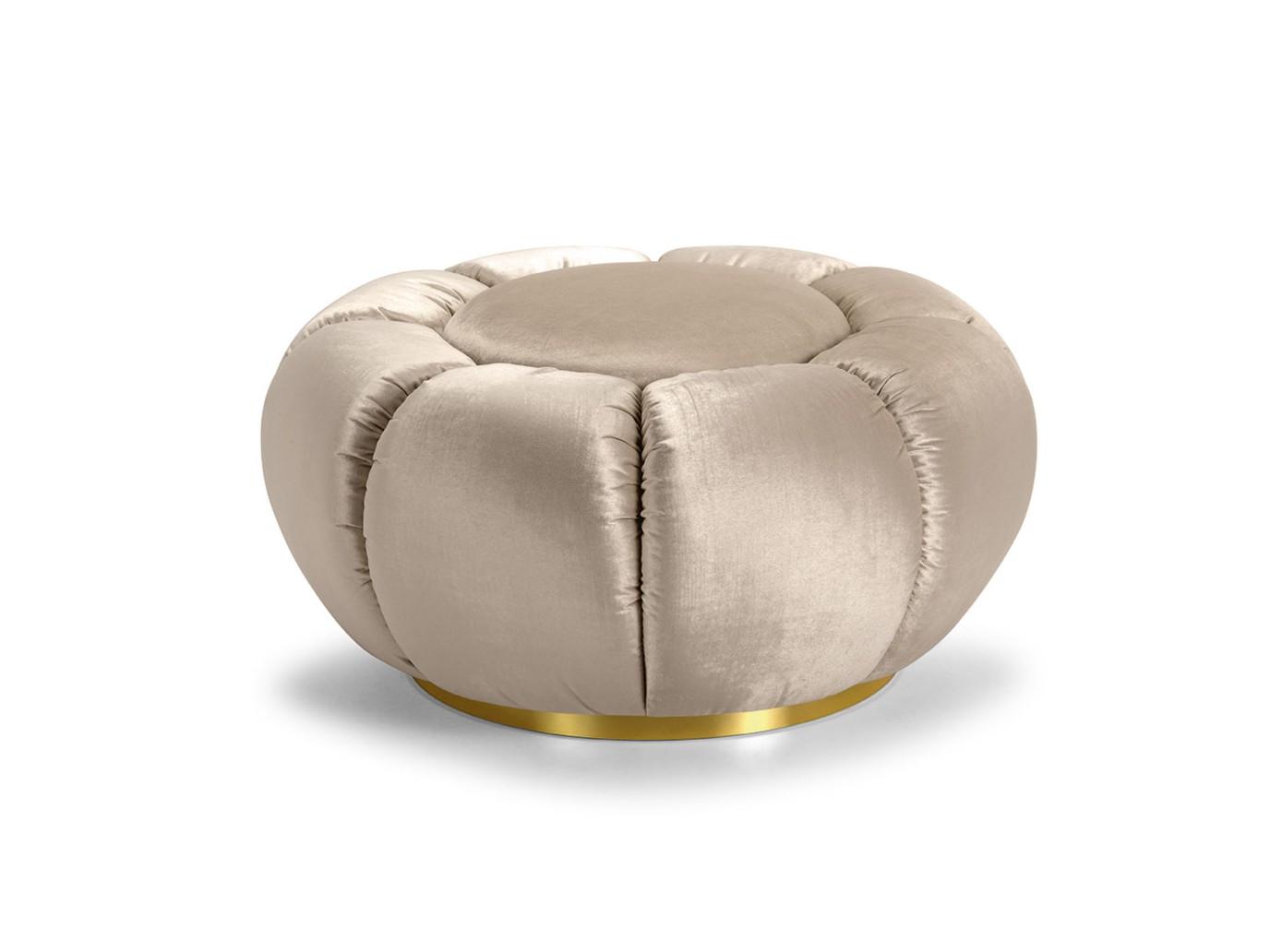 Upholstered round fabric pouf | Arke by Domingo salotti