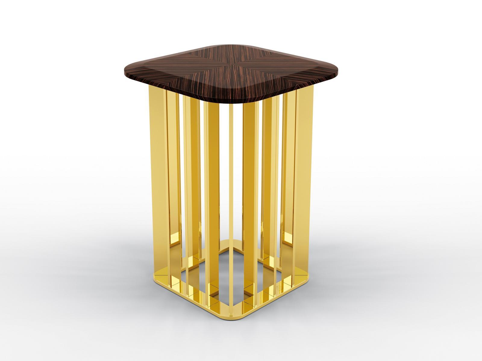 Square metal coffee table and ebony top | Triton by Bruno Zampa