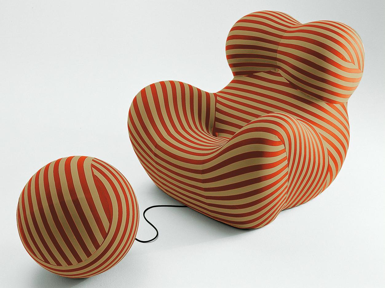 Upholstered fabric armchair with footstool | Serie Up 2000 by B&B Italia
