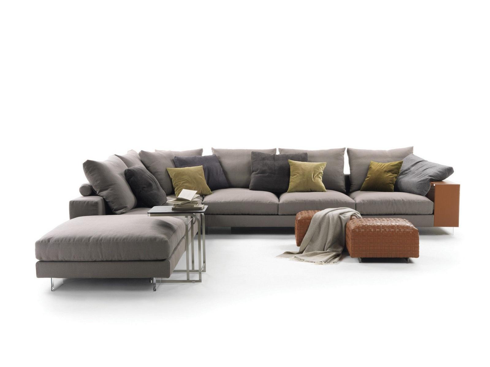 Sectional fabric sofa with storage space | Lightpiece by Flexform