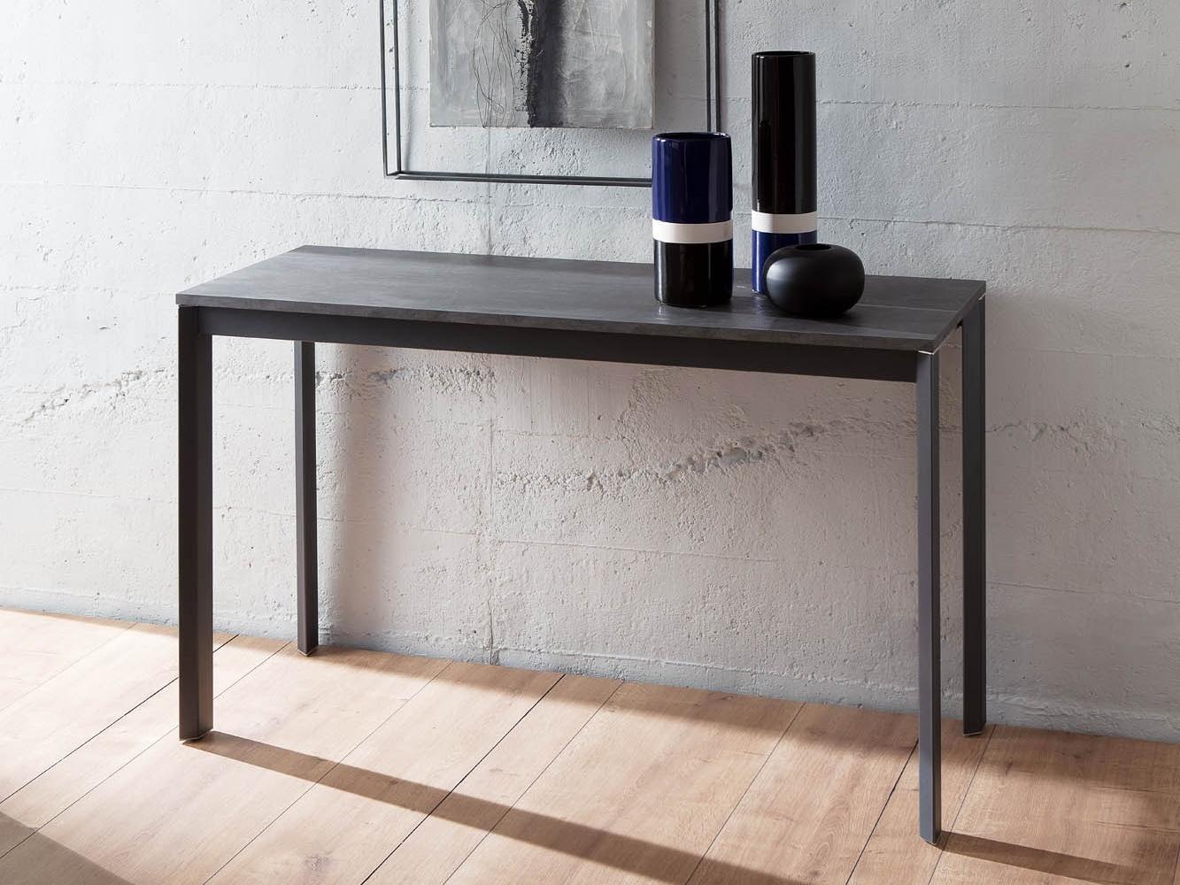 Extending rectangular aluminium and wood console table | Voilá by Ozzio Italia