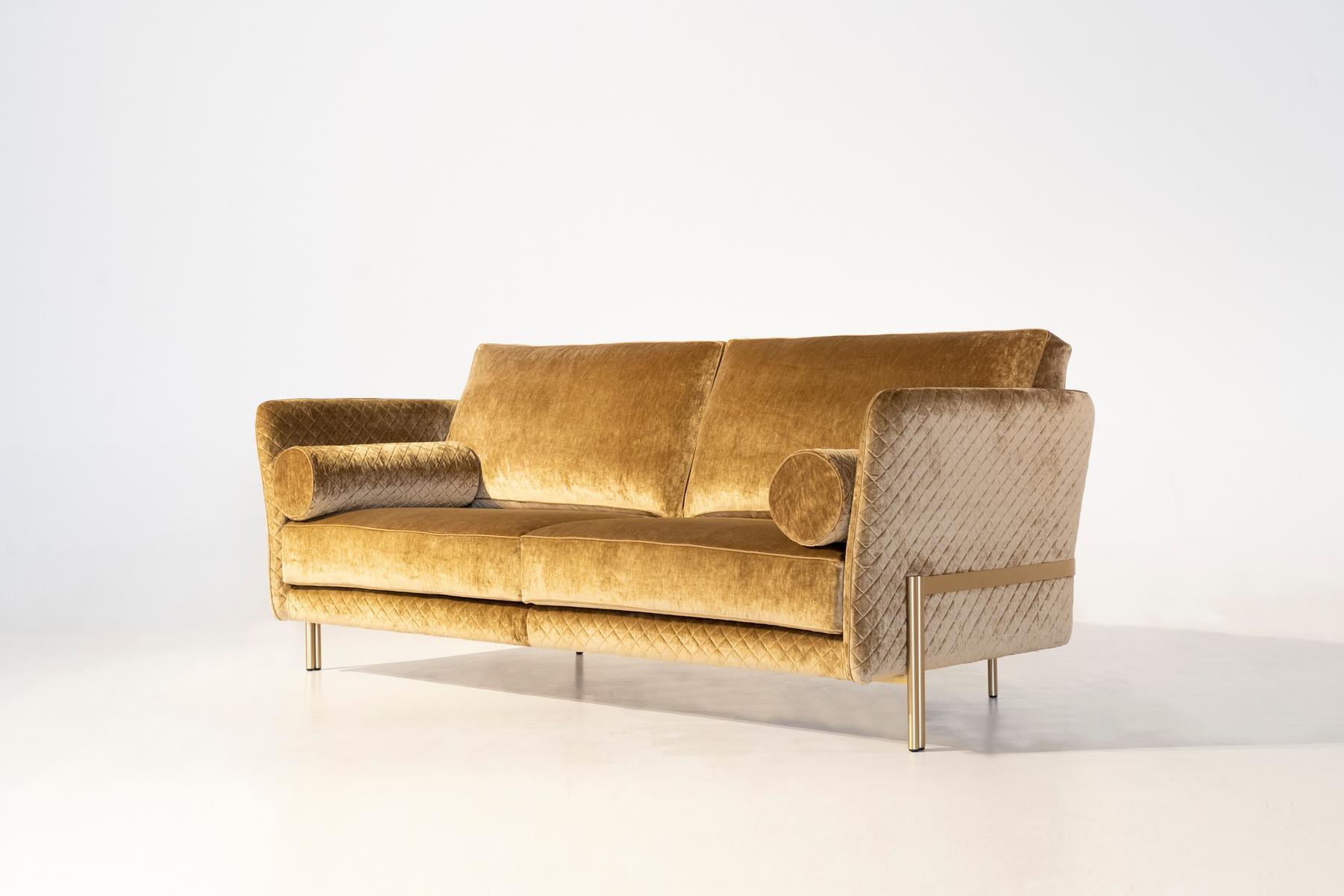 3 seater velvet and leather sofa | Universal by Mantellassi 1926