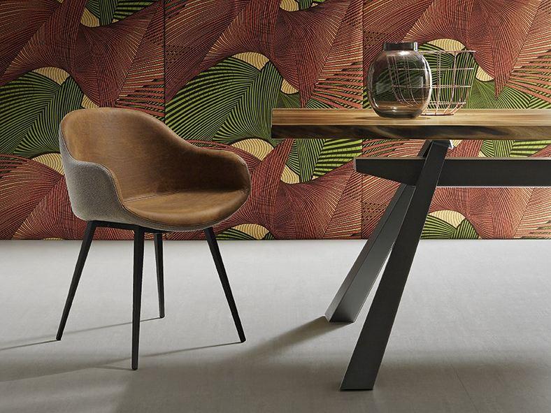 Upholstered leather chair with armrests | Sonny Pb-q by Midj