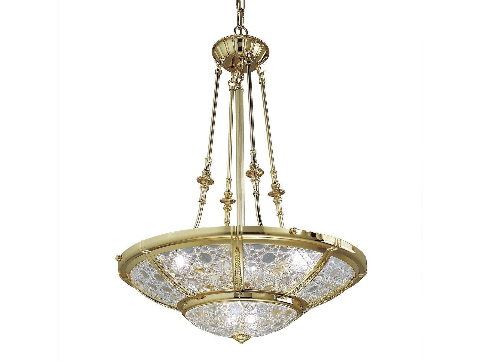 Gold plated chandelier with crystal | Giotto 1898/6-c by Possoni Illuminazione