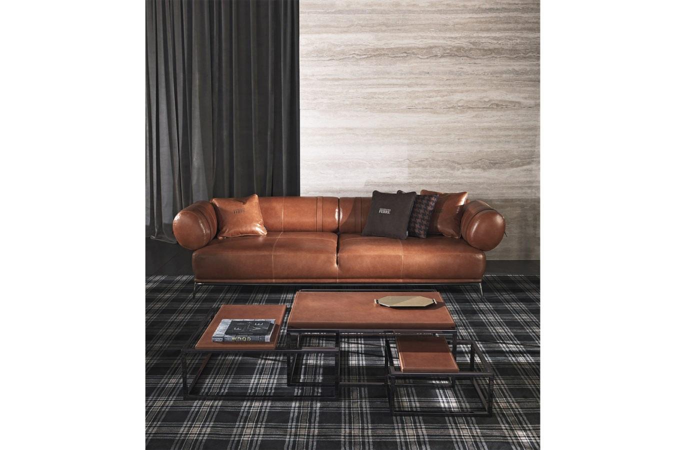 3 seater tanned leather sofa | Phoenix by Gianfranco Ferre Home