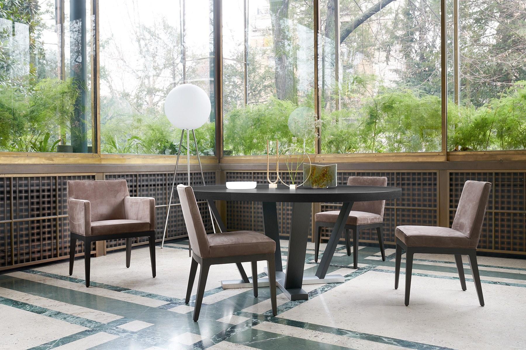 Upholstered leather chair with armrests | Greta by Potocco