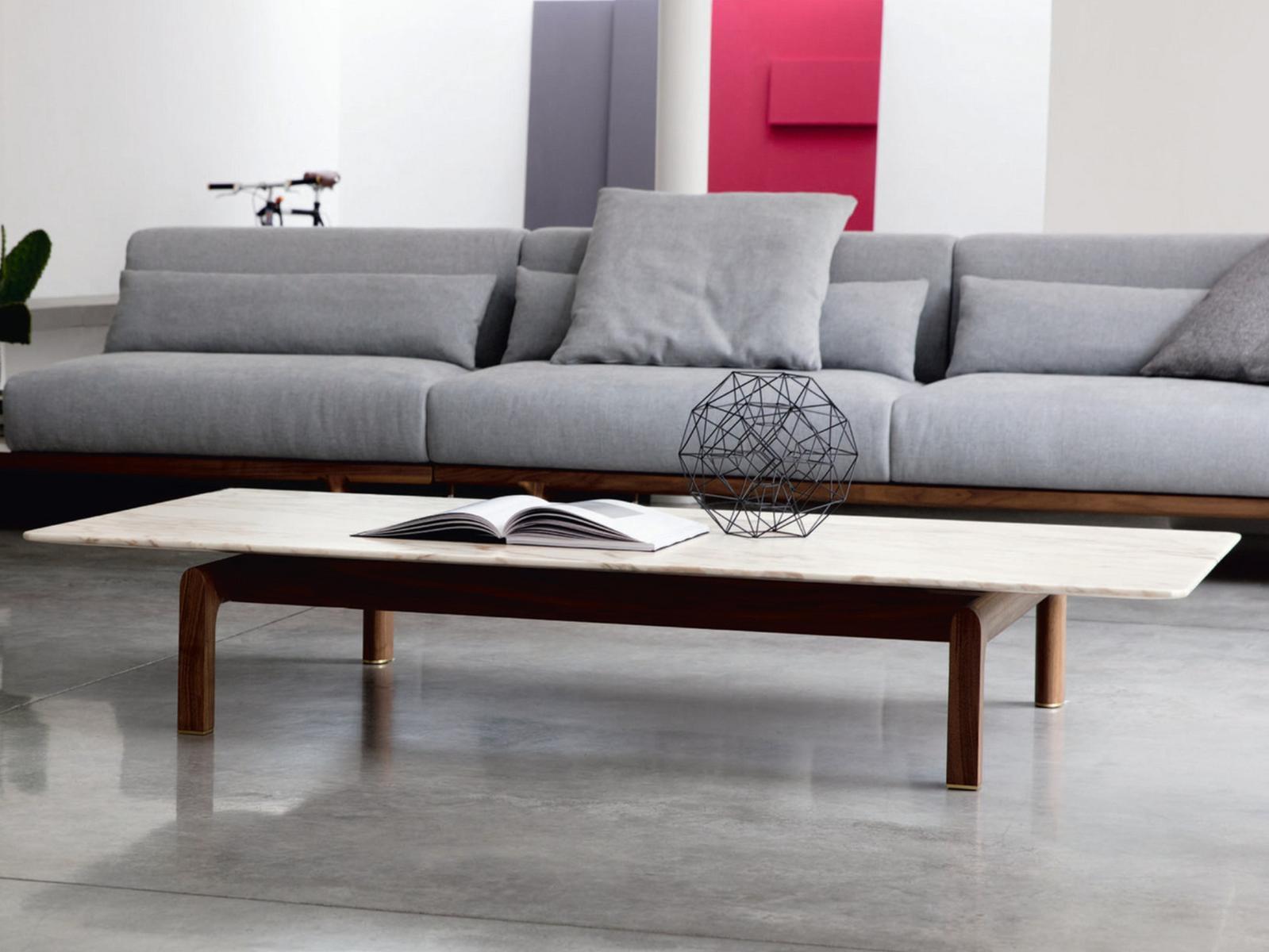 Rectangular marble coffee table for living room | Quay by Porada