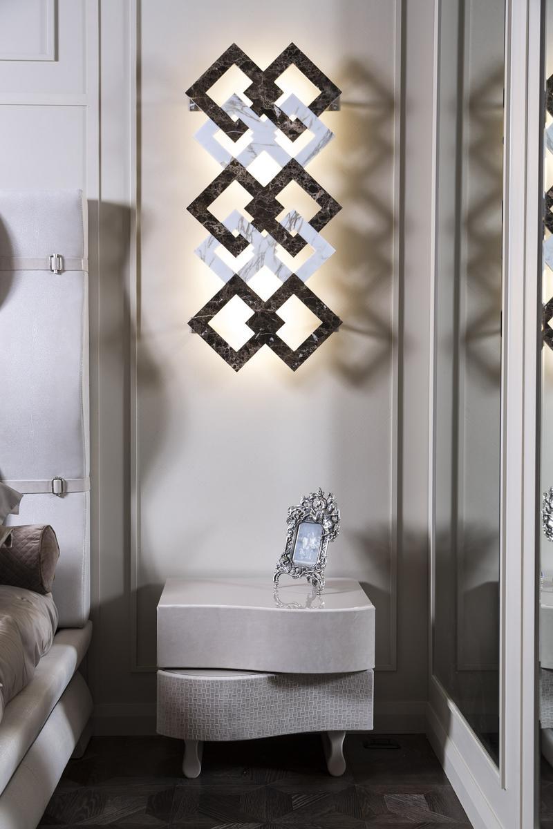 Rectangular leather and wooden bedside table | Ola by Mantellassi 1926