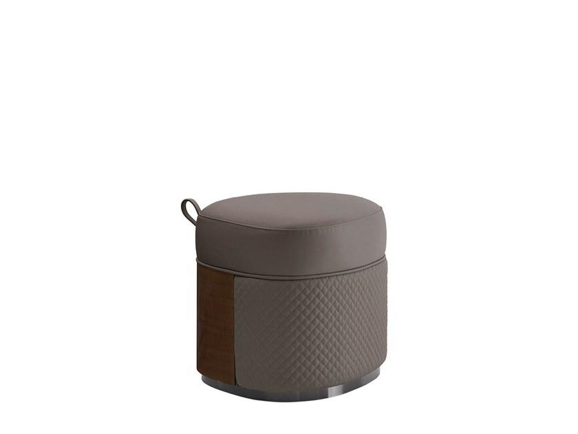 Upholstered round pouf with castors | Dagmar by Volpi