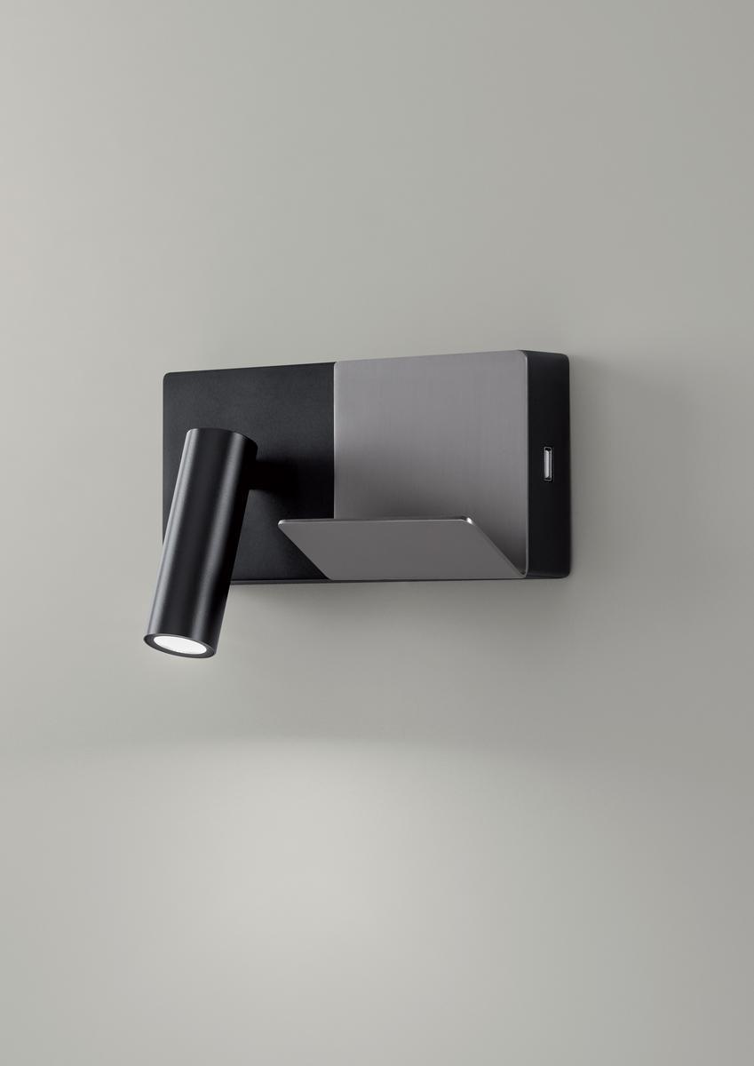 LED adjustable aluminium wall lamp with USB | Elamp by Leds C4