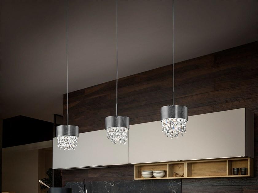 LED painted metal pendant lamp with crystals | Olá S2 15 by Masiero