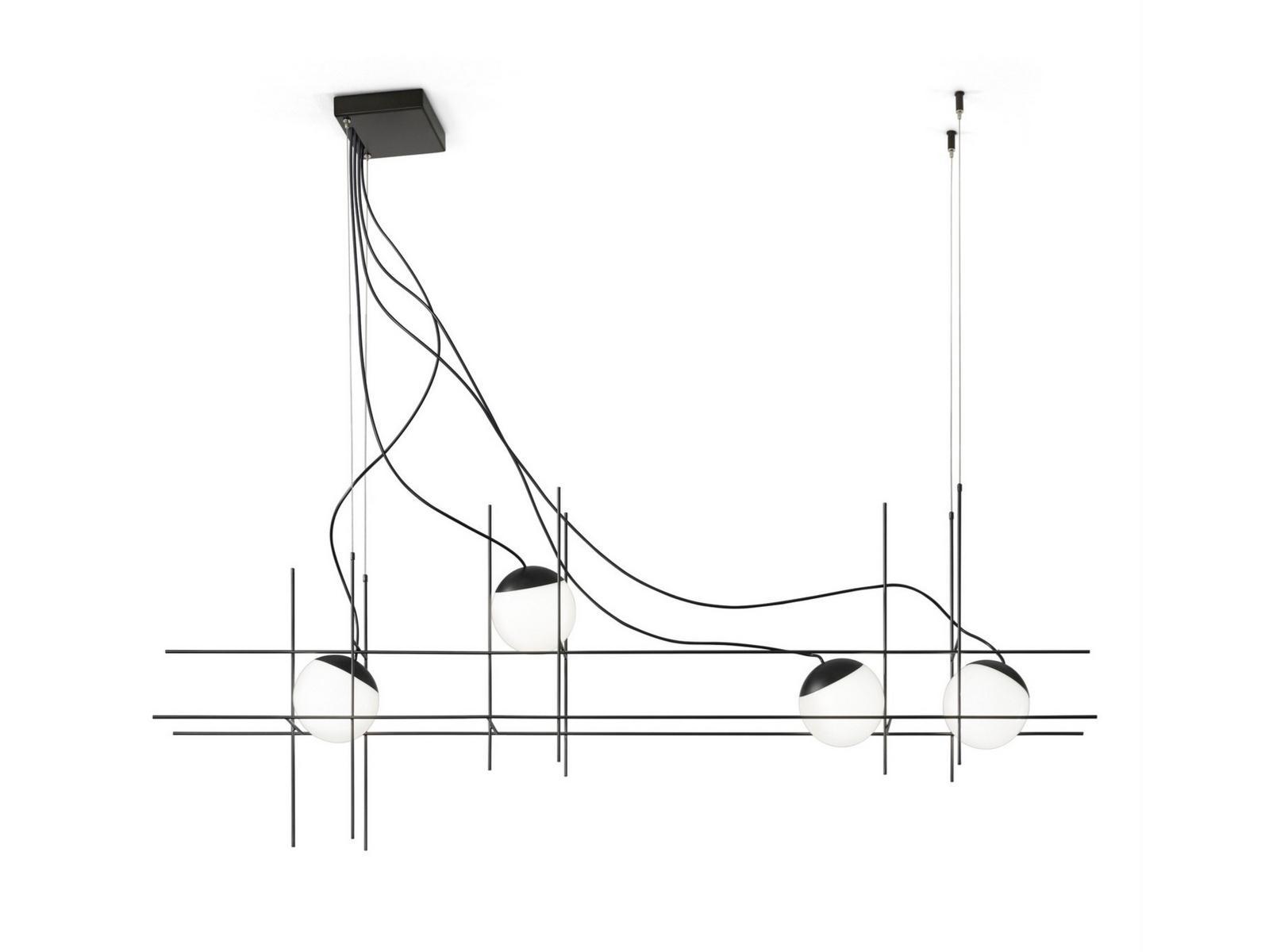 LED pendant lamp in metal and blown glass | Plot Frame Sp by Vistosi