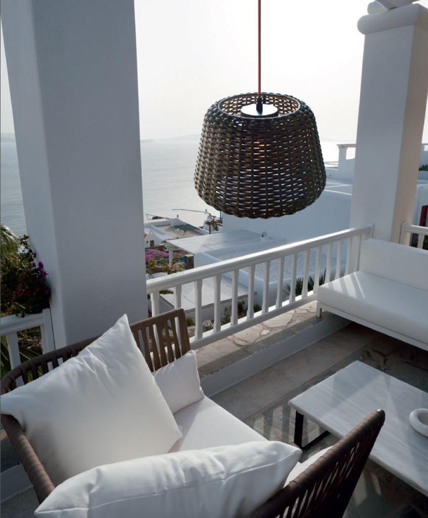 Rattan outdoor pendant lamp | Ralph by Panzeri