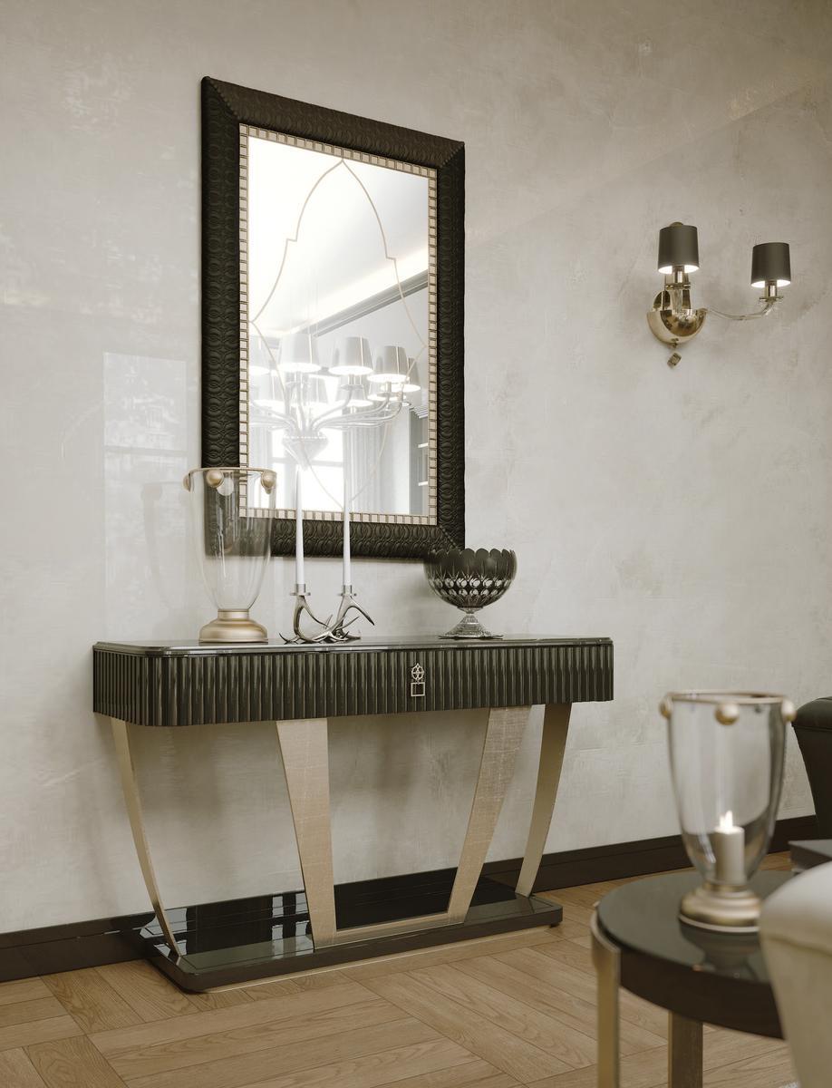 Rectangular framed wall-mounted leather mirror | Shirley by Bruno Zampa