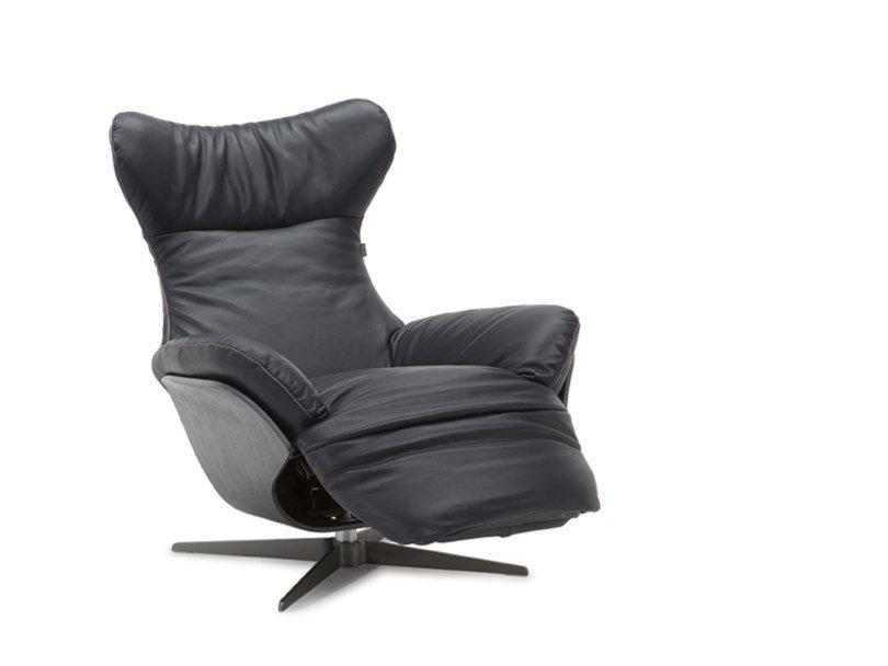 Recliner leather armchair with footstool | Ilia by Natuzzi Italia