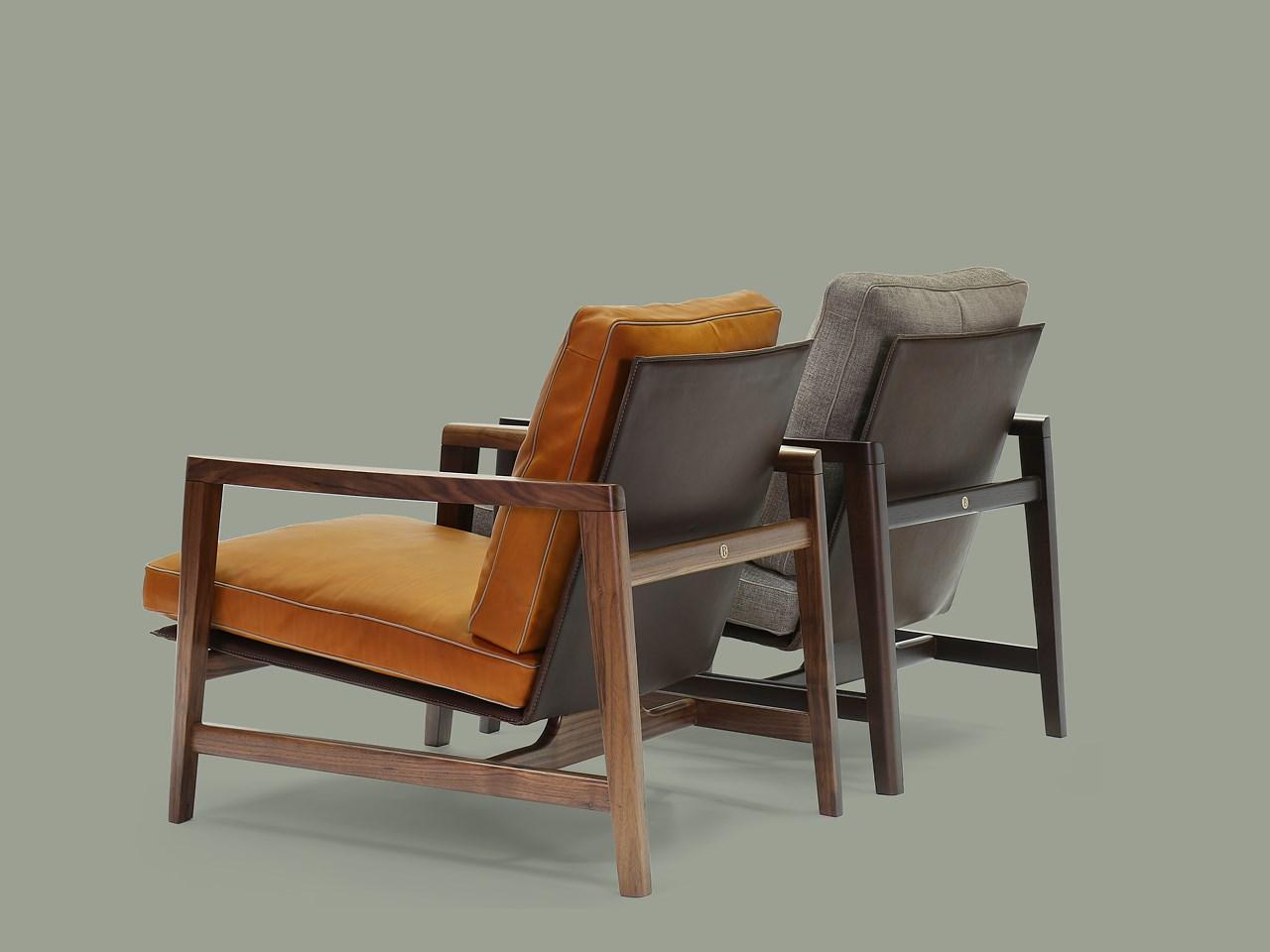 Leather easy chair with armrests | Sean by Borzalino