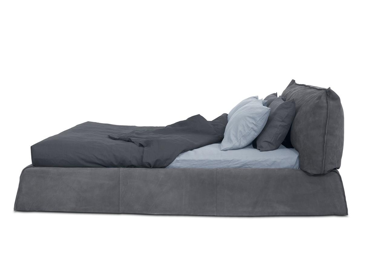 Upholstered leather double bed | Paris Slim by Baxter