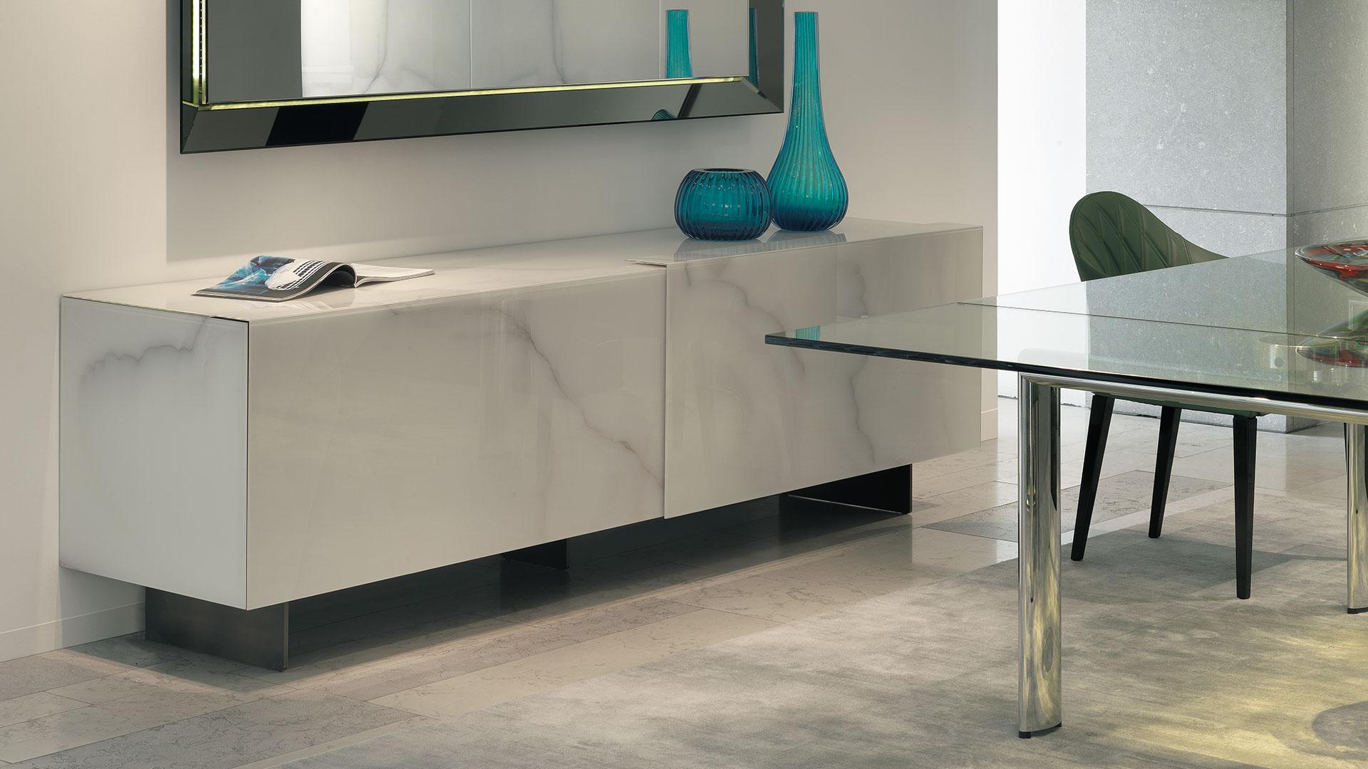 Wood and glass sideboard with sliding doors | Mirage by Reflex