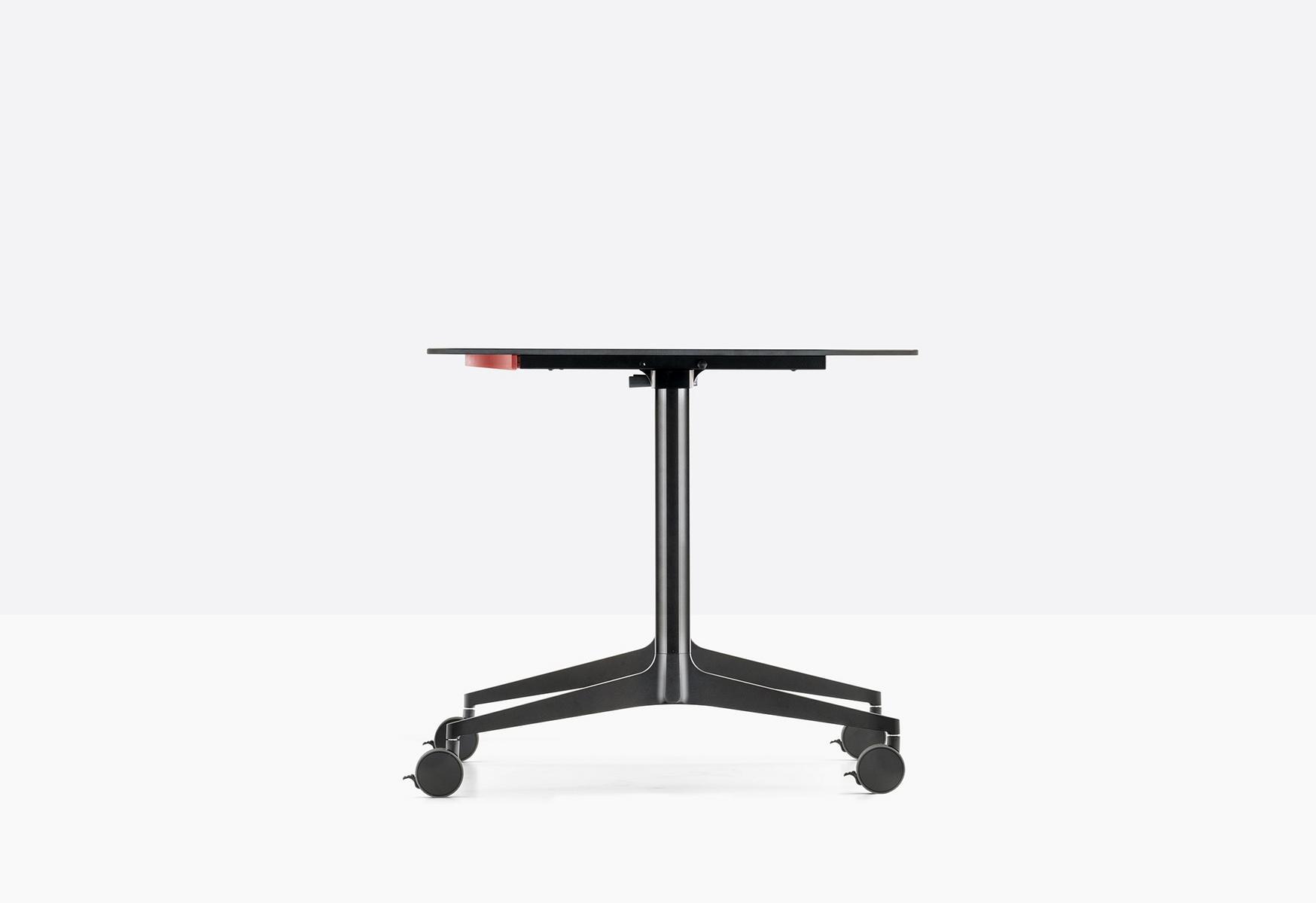 Folding rectangular metal table with casters | Ypsilon Tilting by Pedrali