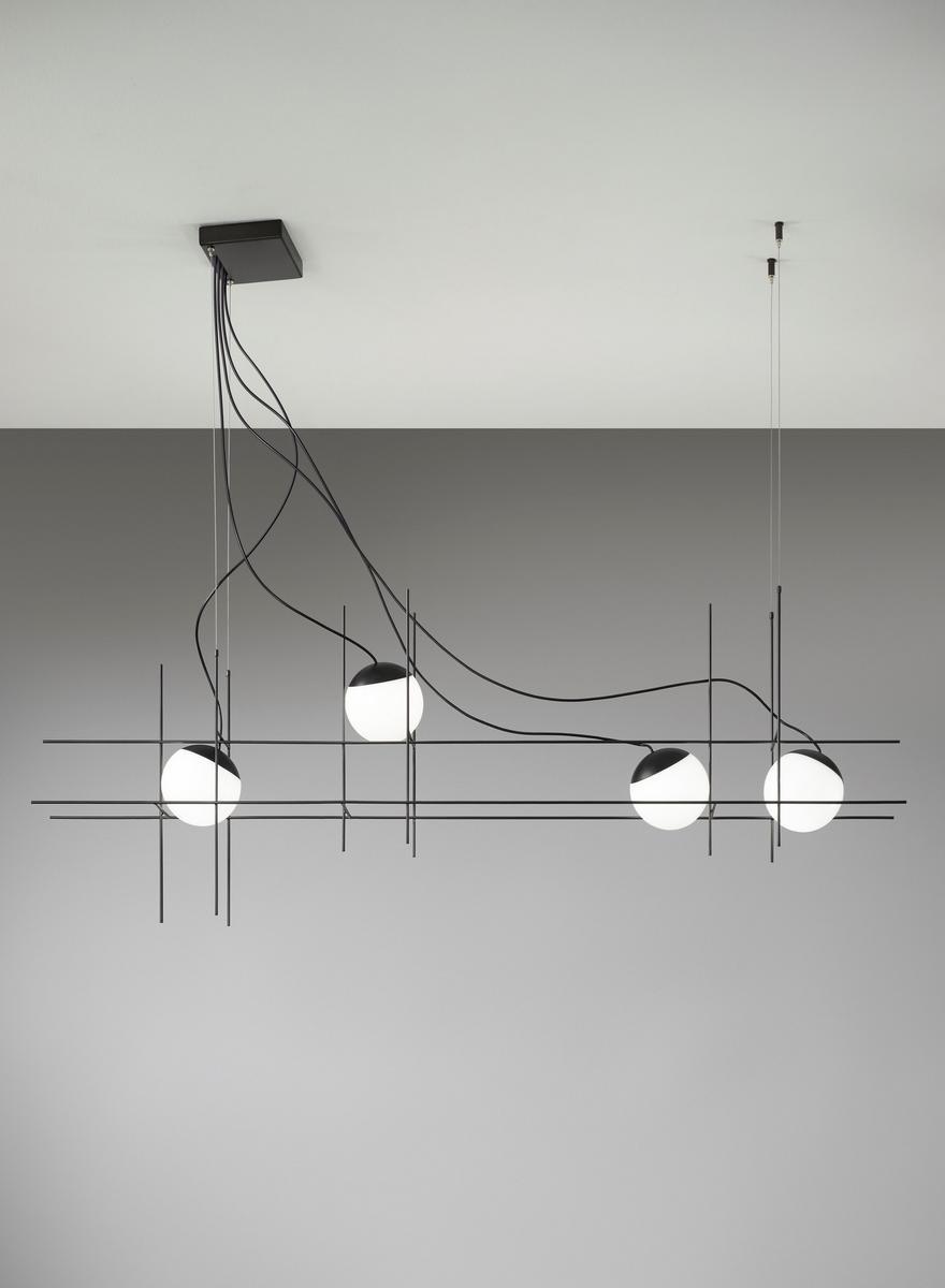 LED pendant lamp in metal and blown glass | Plot Frame Sp by Vistosi