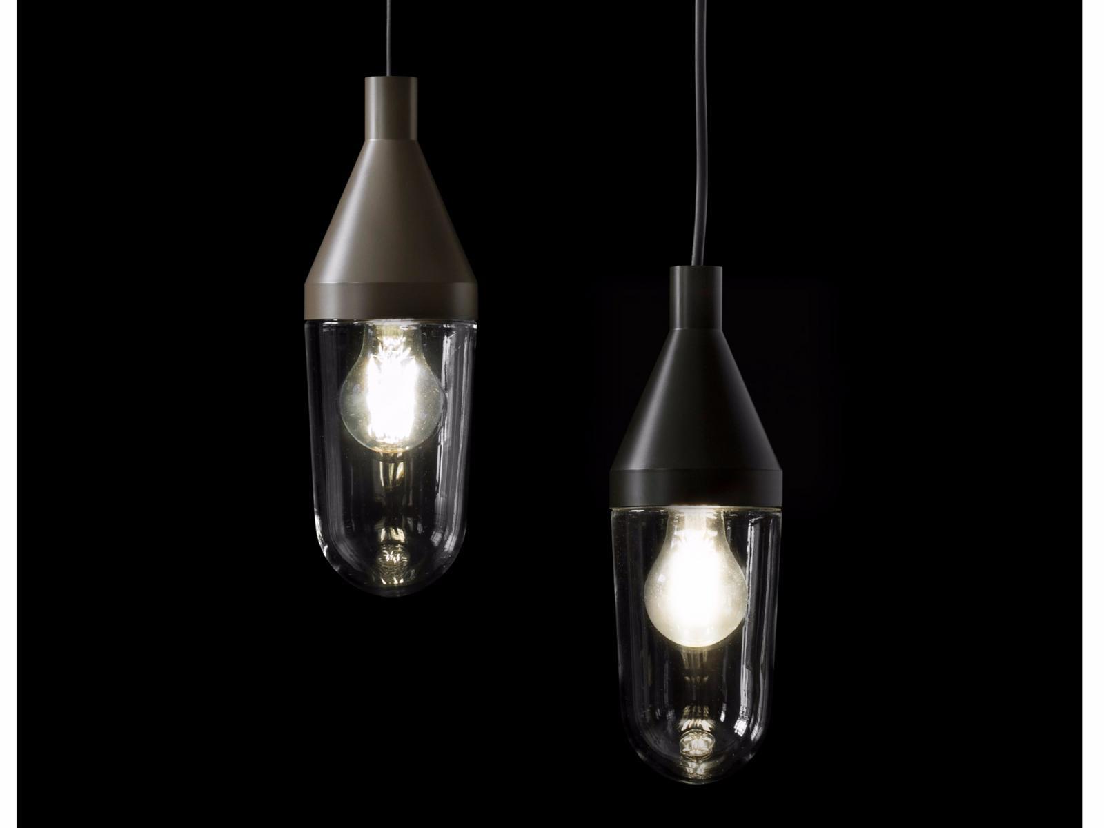 Glass and aluminium pendant lamp | Niwa - 1180 by Oluce