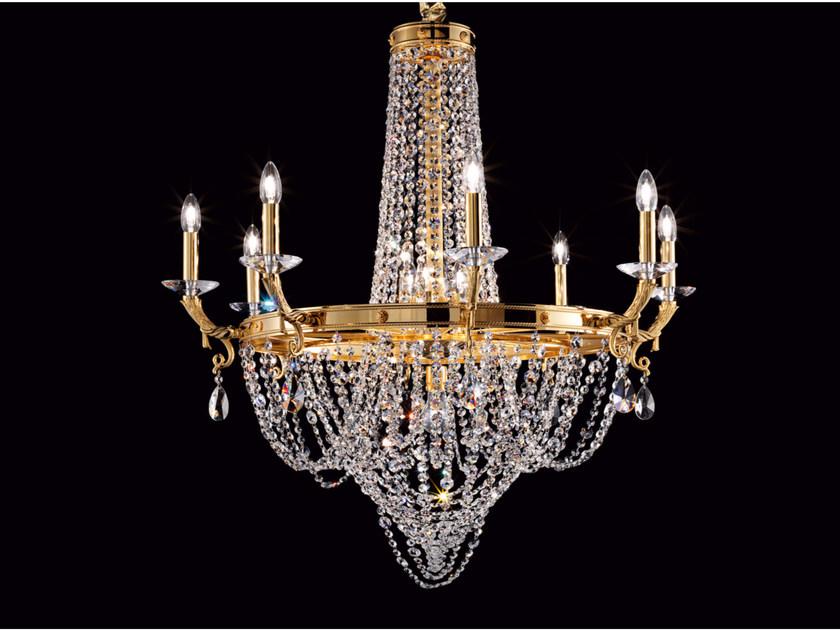 Incandescent brass chandelier with crystals | Impero & Deco Ve 805 by Masiero